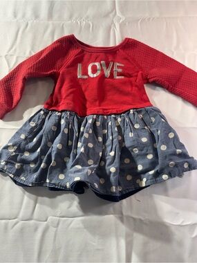 GAP 3 years Red Top with Blue Polka Dot Skirt Girls Dress Mickey Mouse Print